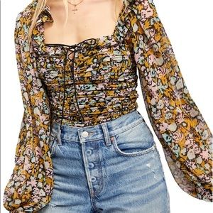 NWT Free People Mabel Printed Blouse